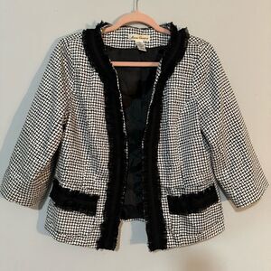 Marisa Christina Vintage Black & White Lace Trim Blazer M